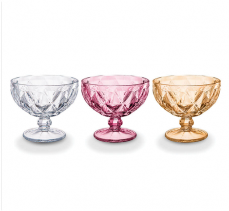 TAÇA DE SOBREMESA DE VIDRO DIAMANTE 370ML