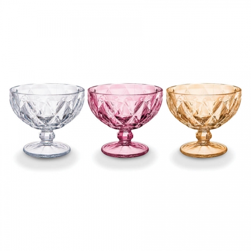 Taça de sobremesa de vidro diamante 370ml